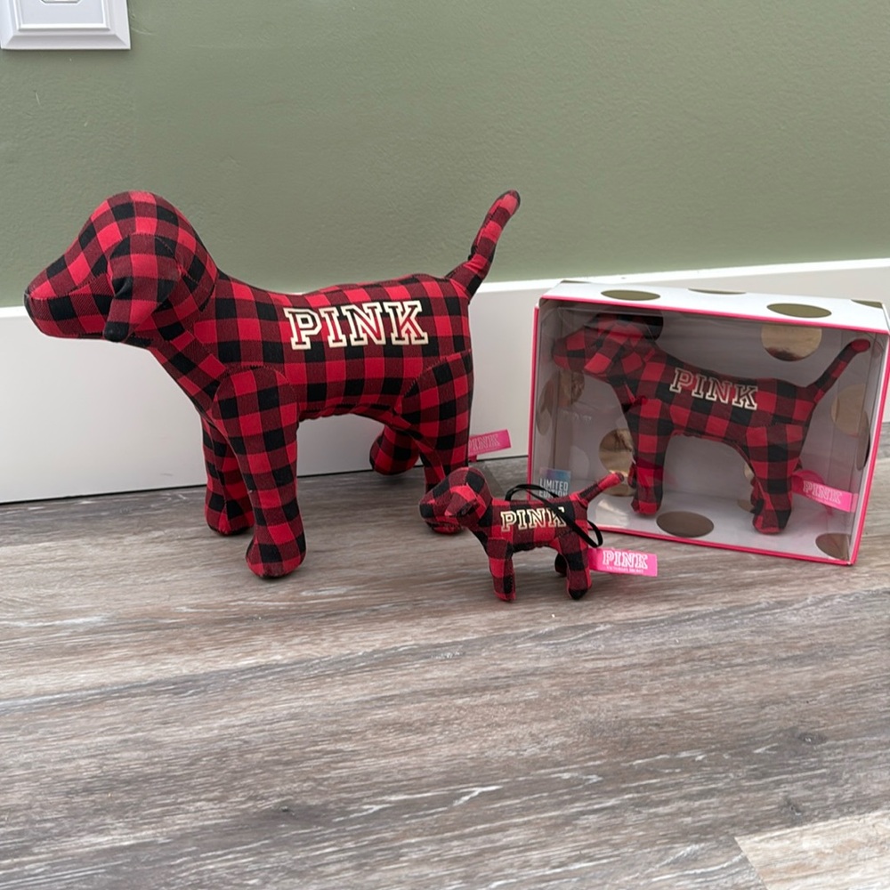 Red buffalo plaid dog set